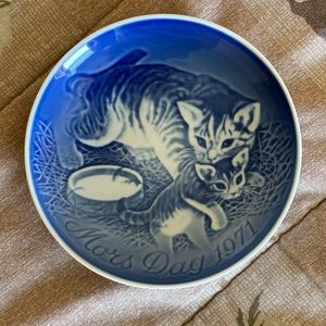 For Mothers Day!! 💐Vtg 1971 B & G Mors Dag Mothers Day Plate Kitten